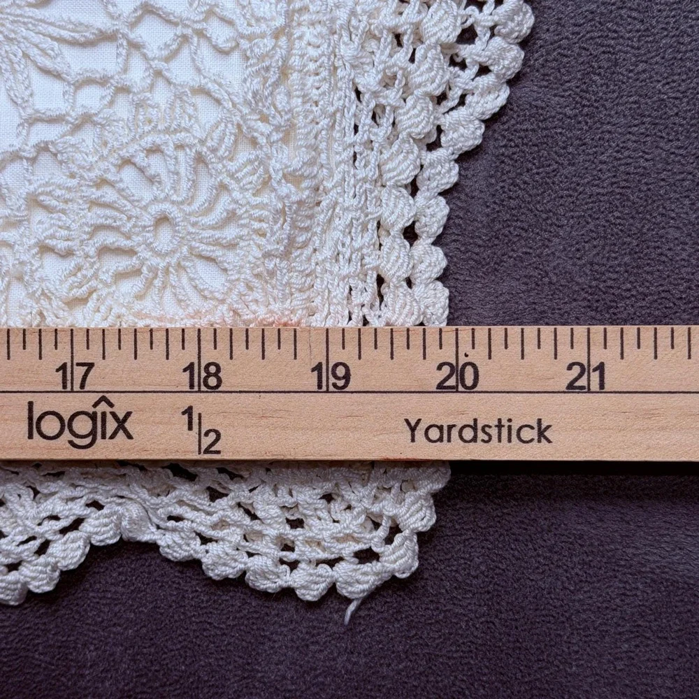 Vintage Crocheted Cotton Pillow Sham Set Ivory Cottage Boho Victorian‎ New 20x30